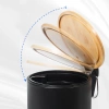 Bad-Mülleimer | rund, Bambusdeckel, Pedal, 5 l | schwarz | GY-TB5L