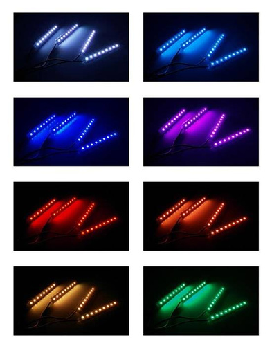 RGB-LED Innenbeleuchtung Auto | Ambientebeleuchtung Auto Atmosphäre Licht | Wasserdicht | Strip mit Zigarettenanzünder | 4x LED-Streifen 9 LEDs 5050 | IR-Fernbedienung