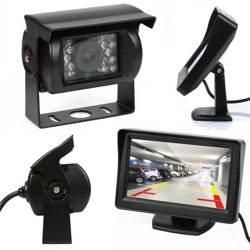 Rückfahrkamera-Set | 18 IR, 12-24 V, mit 4,3" LCD TFT Monitor auf Standfuß | PZ703 PZ470