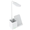 LED-Schreibtischleuchte mit Qi-Wireless-Charging | 3-in-1 Büro-Tischleuchte mit Organizer und Ladegerät | moderne Lernleuchte mit Stiftehalter | MD-K5-15W