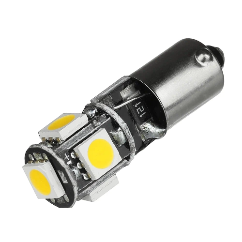 WW Auto LED Birne BA9S 5 SMD 5050 CAN BUS Warmweiß