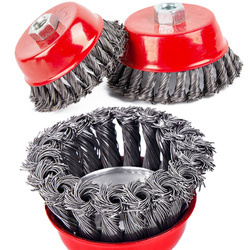 Frontbürste aus Stahldraht | Ø 75 mm | M14 Gewinde | gezopfter Draht | M14-75MM-A