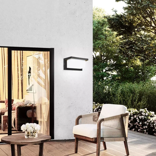Gartenlampe, Außenwandleuchte mit LED | Integrierter Bewegungs- und Dämmerungssensor | 12W, 1200lm, IP65 | TYD-S18W-B