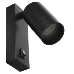 Schwarze Wandleuchte | Wandleuchte mit beweglichem Reflektor | Reflektor mit GU10 Gewinde | Nachtlicht mit Schalter | BD-C278-Schwarz