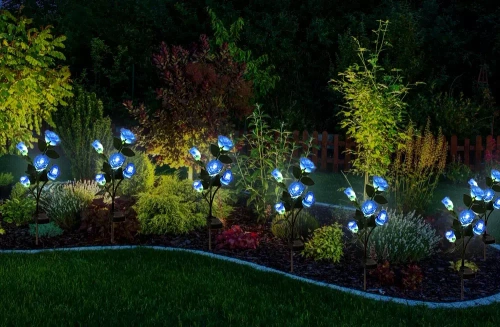 LED-Gartenleuchte Solarblume | 74 cm, 600 mAh | blau | FLD-35-BLUE