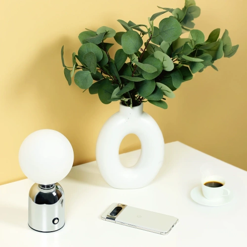 Elegante Tischleuchte mit einstellbarer Farbe und Lichtintensität | Berührungsempfindliche Nachtlampe mit eingebautem Akku | YG-D031-SILVER