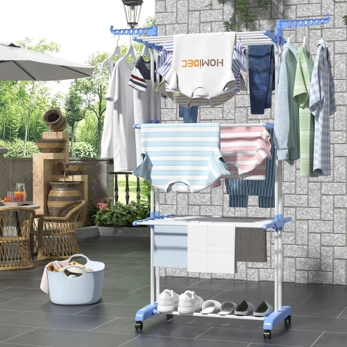 Wäschetrockner | Vertikaler Kleiderständer | Horizontaler Wäschetrockner | TW-116-BLUE