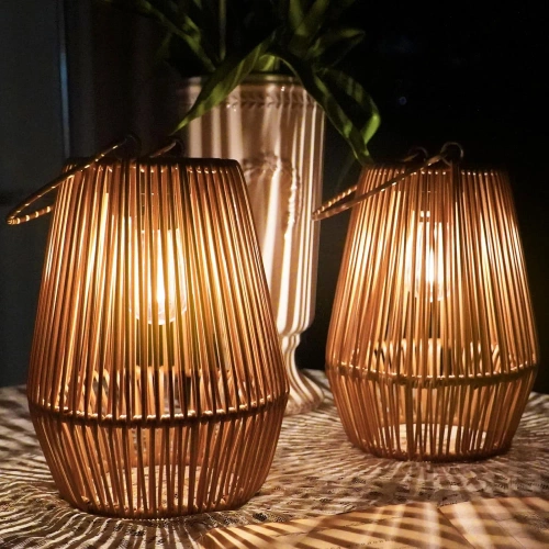 Kabellose Solarlampe | Gartenlampe mit Halterung | JX21-Bambus
