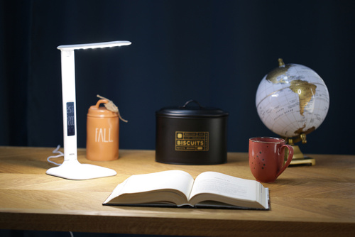 Schreibtischlampe, Schullampe mit LCD-Display | 3 Lichtfarben | Thermometer, Wecker | FX-015B