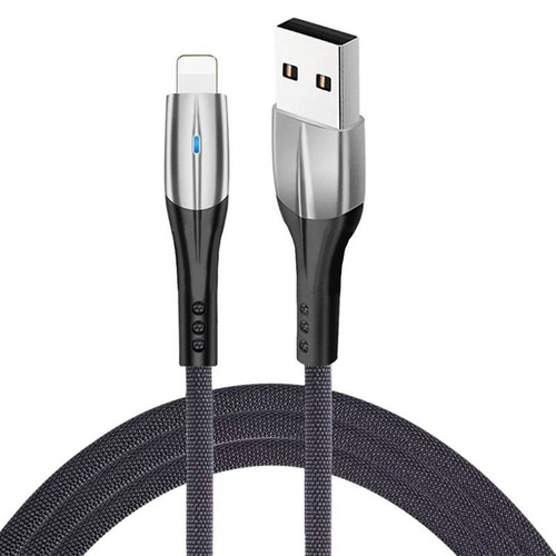 Lightning (iPhone) 1M | Verstärktes USB-Kabel mit LED-Licht und Aluminiumanschlüssen für das Telefon | UC-010