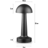 Kabellose Tischlampe | Touch-Nachtlicht mit einstellbarer Lichtfarbe | Pilz-USB-Lampe | HJA11-SCHWARZ