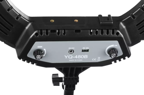 LED-Ringlicht | stufenlose Farb- und Helligkeitseinstellung, Stativ 195 cm, 3 Smartphone-Halterungen, Transporttasche | YQ-480B