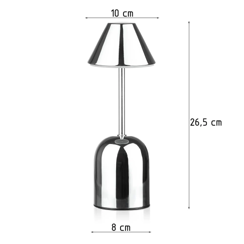 LED-Tischleuchte | kabellos, integrierter Akku 2.000 mAh, stufenlos dimmbar, Farbtemperatur einstellbar | silber | YG-D020-Silver