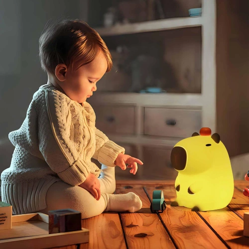 Silikon LED Nachtlicht Capybara | Tragbare Kinderlampe 8 Beleuchtungsmodi mit Timer | Nachtlicht mit warmem Licht 3000K | DS-CPBR-01