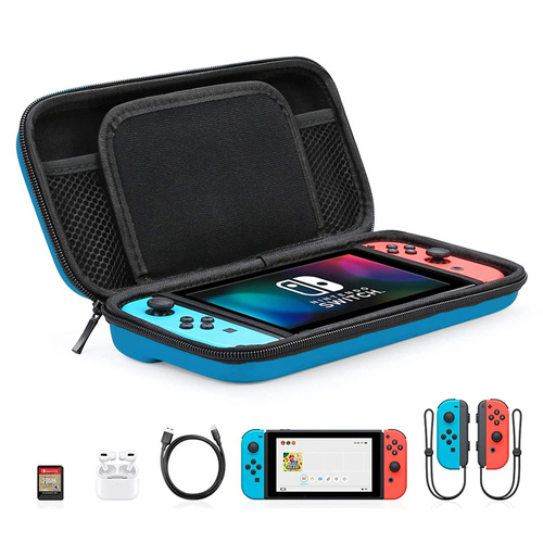 Verstärkte Hülle für Nintendo Switch Konsole | Tasche mit Netz, Fächern für 10 Kartuschen | XJ-098