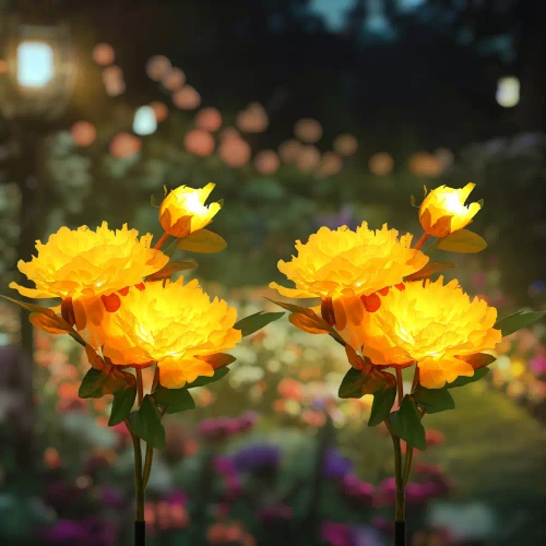 Solarblume | Solar-LED-Gartenlaterne Peonia gelb | 80 cm, 600 mAh | FLD-10-Y