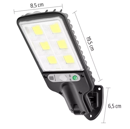 Solar-Gartenleuchte mit Dämmerungs- und Bewegungssensor | IP65, 72 COB LED-Lampen, IR-Fernbedienung | LD-616B-72COB
