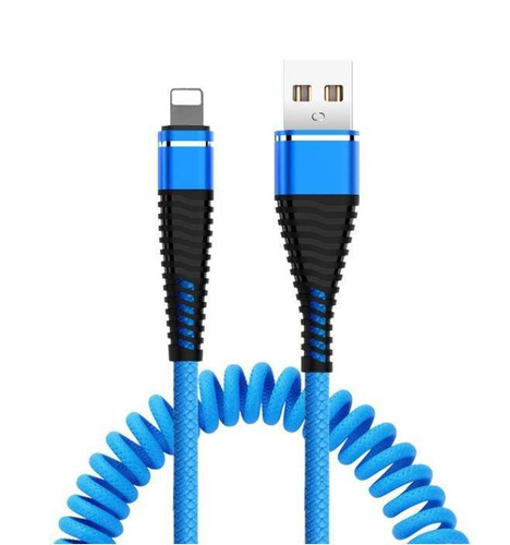 Lightning 1M | Spiralkabel USB zum Aufladen von Telefonen | Quick Charge 3.0 2.4A | AM32