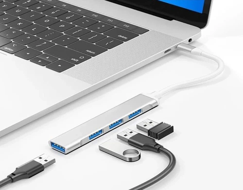 USB-Hub | USB-C auf 4x USB-A Adapter, 4-in-1 Verteiler | Hub
