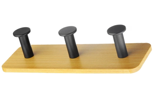 Bambus-Kleiderbügel | Handtuchhalter | Kleiderhaken mit drei Haken | YG-DH16-SCHWARZ