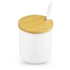 Porzellan-Zuckerdose mit Löffel | Behälter mit Bambusdeckel | weiß | XM07-85-WHITE