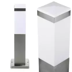 Gartenleuchte stehend, quadratischer Pfosten für E27-Leuchtmittel | 45 cm, 230 V, Edelstahl | LLF-45CM