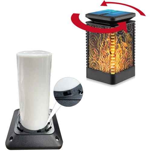 LED-Gartenleuchte Solar Tischfackel Laterne | 17 cm 600 mAh Flammeneffekt | SMF-12LED