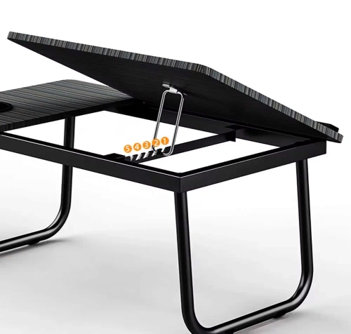 Klappbarer Laptoptisch mit verstellbarem Neigungswinkel | Funktionstisch mit Zusatzplatte | Mobiler Bettständer | LFD-5532-BK