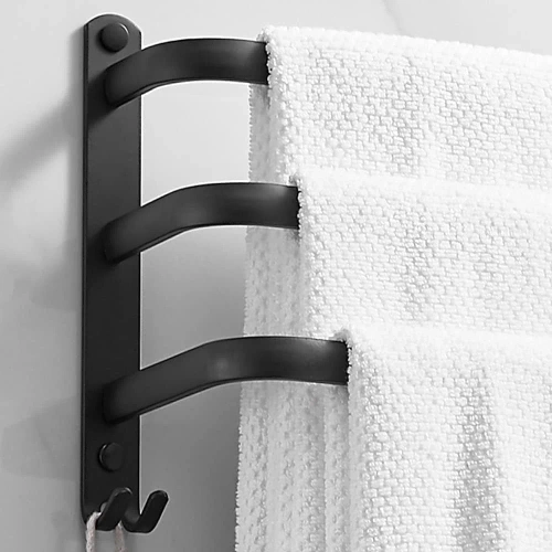 Handtuchhalter | Wandhalterung für das Badezimmer | Badezimmerstange | MJR-50CM-3-BLACK
