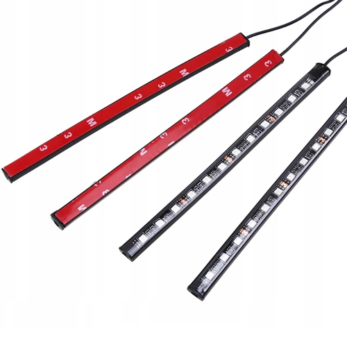 LED-Innenraumbeleuchtung für Auto unter USB | Bluetooth-Verbindung mit Smartphone-App | 4x LED-Streifen 12 SMD 5050 22 cm | IR-Fernbedienung | Musikmodi