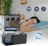 FM-Radio mit Wecker und kabellosem Ladegerät | Multifunktionswecker mit Bluetooth | WD-500-BK