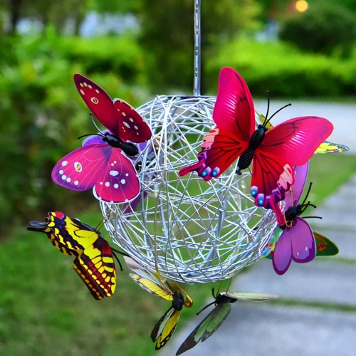 Solar-Gartenlampe LED Schmetterling Kugel hängend | 52 cm, 600 mAh | FLD-06-C