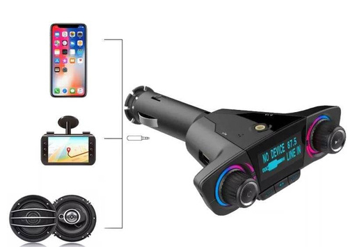 FM-Transmitter mit Bluetooth 5.0 | AUX | SD | 2x USB 2.1A | BT06