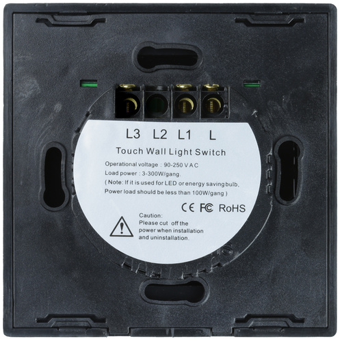 Doppel-Touch-Lichtschalter | gehärtetes Glas | schwarz | SW86-2