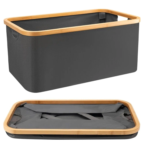 Wäschekorb | Faltbarer Wäschesammler | Stoffspielzeugbehälter | Accessoire-Organizer | OCF-540-GREY