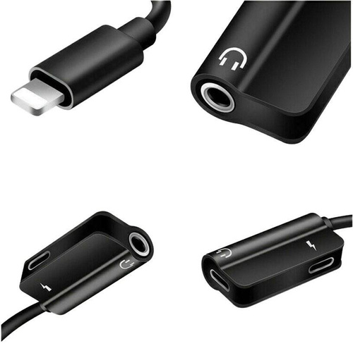 Audio-Adapter | Lightning auf Lightning und 3,5 mm Klinke, 2-in-1, kompatibel mit iPhone | UA-001