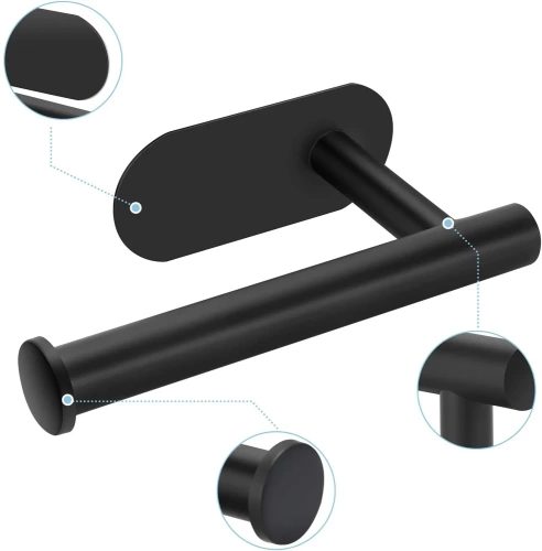 Schwarzer Papiergriff | Selbstklebender Toilettenpapierhalter | JZU-304-SCHWARZ