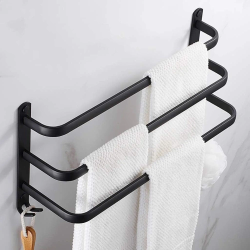 Handtuchhalter | Wandhalterung für das Badezimmer | Badezimmerstange | MJR-50CM-3-BLACK