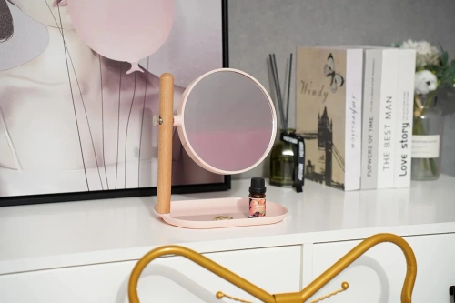 Kosmetikspiegel | Vergrößerungsspiegel, drehbar | rosa | STM-036-PINK