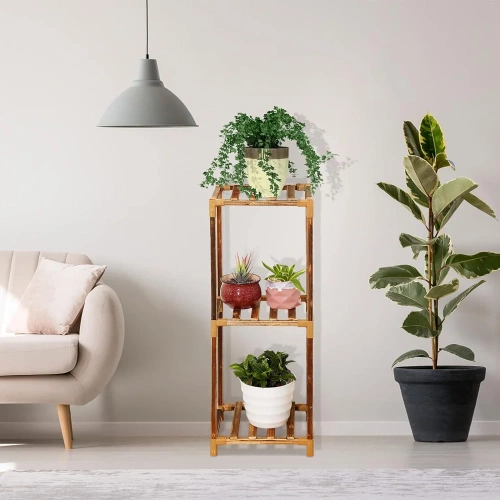 Pflanzenregal aus Holz | Blumenständer für Blumentöpfe | Pflanzenständer | NZ237-BAMBOO