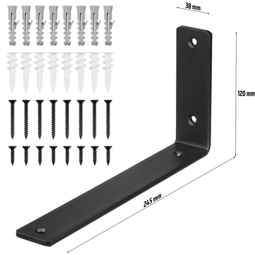 Regalträger-Set 4 Stück | Regalwinkel 24 cm | JZ-L235-BLACK