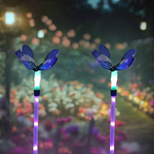 Gartensolar-LED-Lampe Schmetterling | 73 cm, 600 mAh | FLD-42-BLUE