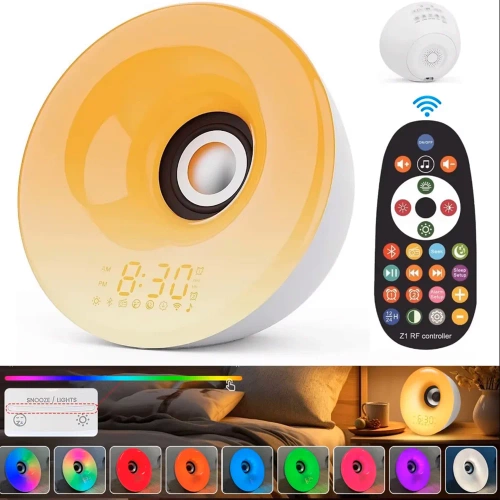 Wecker mit LED-Lampe | Nachtlicht mit Sonnenaufgangssimulation | Radiowecker | MCAC-01
