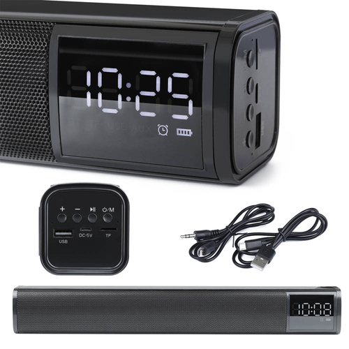 Kabellose Bluetooth-Soundbar für Computer | Uhr, Wecker, AUX, TF | 2.200 mAh, 10 W, 20 Hz–20 kHz | S8