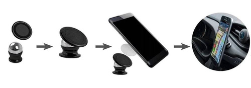 Magnetischer Aluminiumhalter für Telefon / Tablet / Navigation | M047-Schwarz