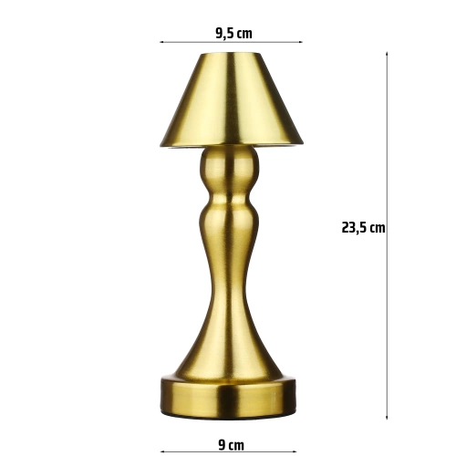 LED-Tischleuchte mit integriertem Akku | Nachttischleuchte mit drei Lichtfarben | Stimmungslicht für Hotel, Restaurant | gold | HJA12-A-GOLD
