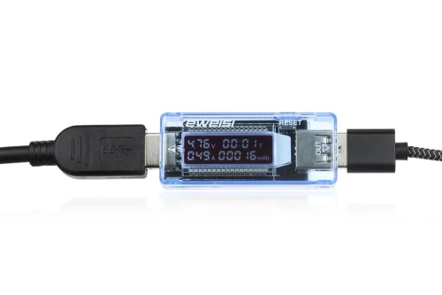 Digitaler Spannungsmesser | USB-Tester | Spannungs- und Stromverbrauchsmesser | Multifunktionales Batterieprüfgerät | KWS-V20-BLUE