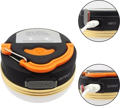 LED-Campinglampe | Taschenlampe mit Magnet und Powerbank-Funktion, 4 Leuchtmodi, SOS, 1.800 mAh, 300 lm, bis zu 20 h Laufzeit | HWL-003