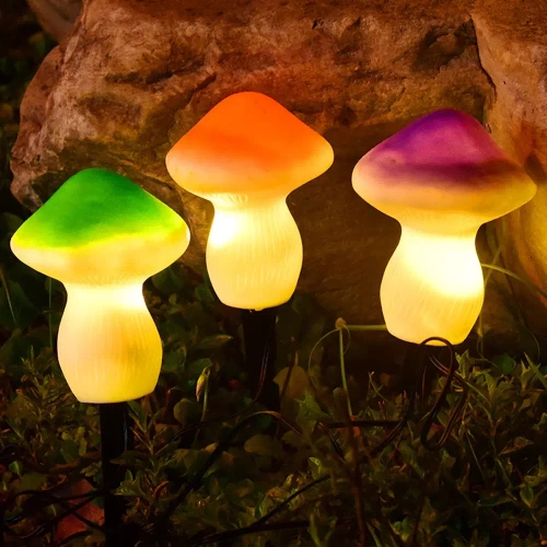 Garten Solar-LED-Lampe Pilze 3 Stück | 22 cm, 600 mAh | FLD-19-W
