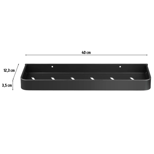 Badezimmerregal über dem Waschbecken | Länge 40 cm | Duschablage | Schwarz | BSU-L40CM-B